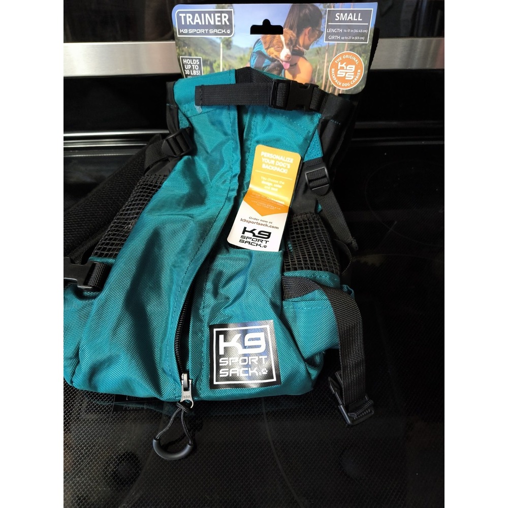 K9 Sport Sack Trainer Dog Carrier Backpack Small S Green Teal Adjustable NWT